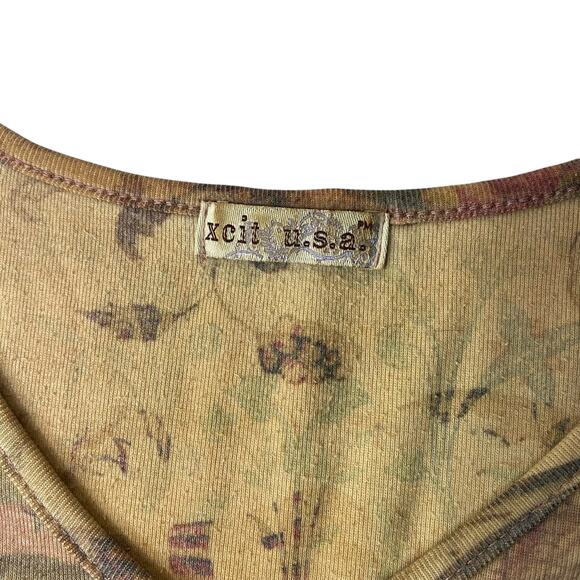 VTG Y2K 90's Xcit U.S.A Floral Rose Bedazzled Baby Tee - Picture 12 of 12